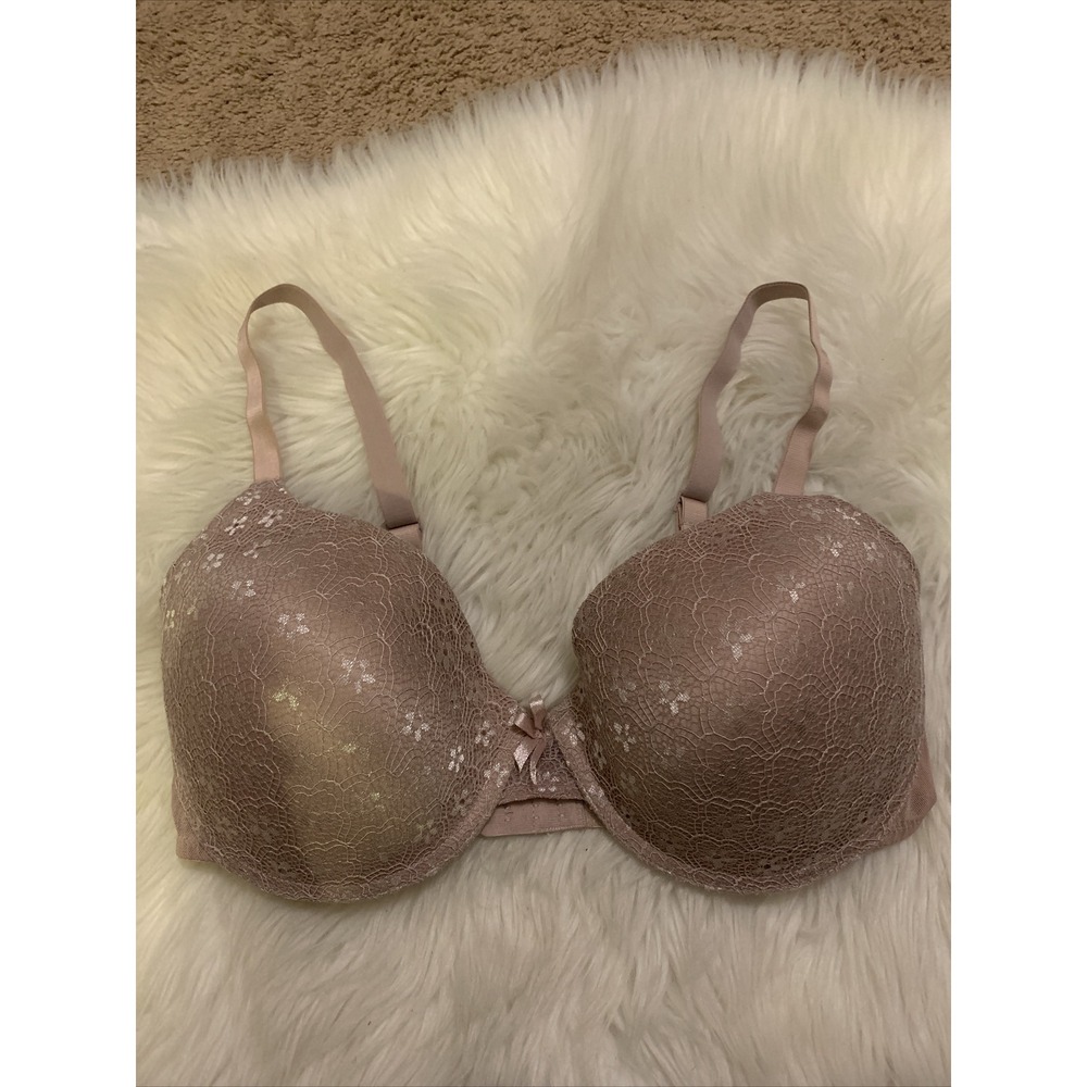 Laura Ashley Sexy Lined Demi Bra 38DD Nude Color Lace Trim NWOT